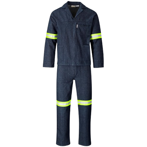 Vintage 100% Cotton Denim Conti Suit - Reflective Arms & Legs [Yellow Tape]