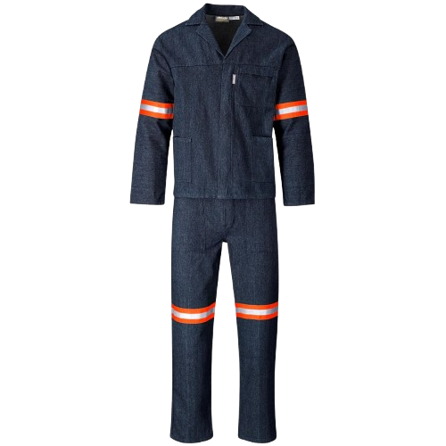 Vintage 100% Cotton Denim Conti Suit - Reflective Arms & Legs [Orange Tape]