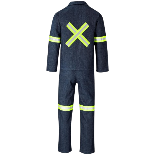 Vintage 100% Cotton Denim Conti Suit - Reflective Arms, Legs & Back [Yellow Tape]