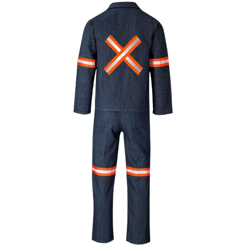 Vintage 100% Cotton Denim Conti Suit - Reflective Arms, Legs & Back [Orange Tape]